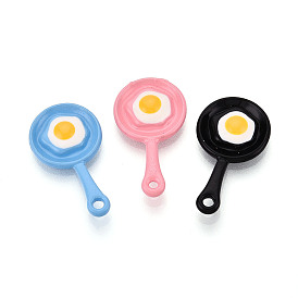 Подвески из сплава с эмалью из окрашенного сплава, сковорода и жареное яйцо, без свинца, без никеля и без кадмия