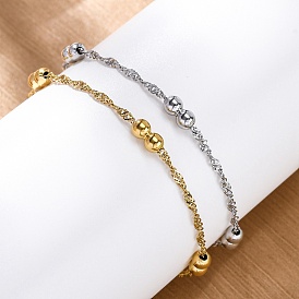 304 женские браслеты-цепочки из нержавеющей стали, два круга