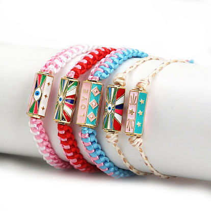 Браслеты из хлопкового шнура от сглаза, с латунными эмалевыми бусинами и пластиковыми бусинами