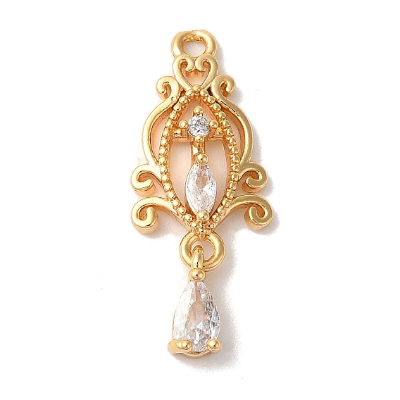 Латунные микропаве прозрачные подвески с фианитом, без никеля , слеза с сердцем