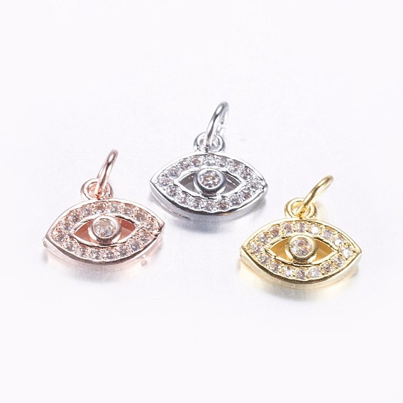 Long-Lasting Plated Brass Micro Pave Cubic Zirconia Charms, Horse Eye