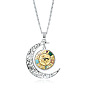 Moon & Eye Glass Pendant Necklaces, with Alloy Lumachina Chains