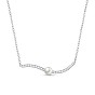 TINYSAND 925 Sterling Silver Cubic Zirconia Pendant Necklaces, with Pearl Beads, 14.5 inch