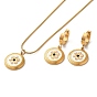 Flower Golden 304 Stainless Steel Enamel Jewelry Set, Plastic Pearl Dangle Hoop Earrings and Pendant Necklace