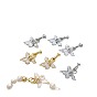 Brass Micro Pave Clear Cubic Zirconia Fold Over Clasps, with Shell