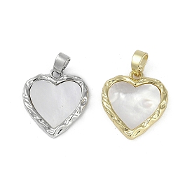 Подвески из латуни из натуральных ракушек, обереги-сердечки с защелкой на залоге