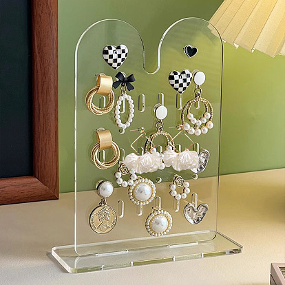 Rabbit Ear Shaped Transparent Acrylic Earring Jewelry Display Stands, Earring Organizer Holder