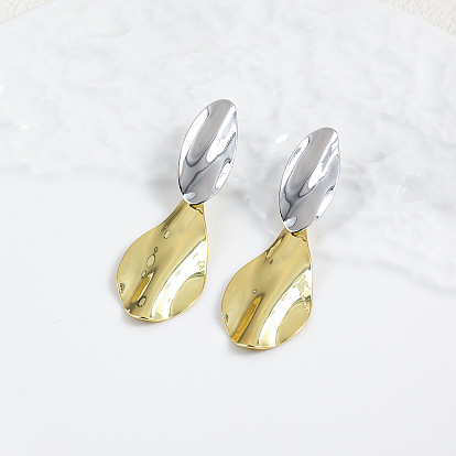 Латунные качают серьги, двухцветный овал с каплей