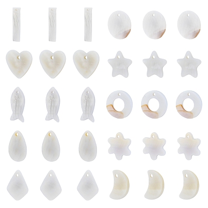 Natural Freshwater Shell Charms/Pendants, Mixed Shapes