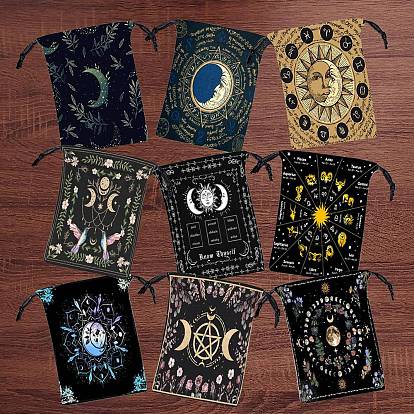 Бархатные набивные сумки для хранения, мешочек на шнурке для упаковки карт Таро, прямоугольные