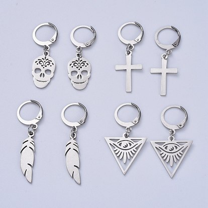 304 из нержавеющей стали Leverback серьги, с 201 подвесками из нержавеющей стали, разнообразные