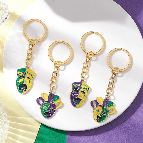 Брелок из эмалевого сплава, с железными разрезными брелоками, маска марди гра очарование