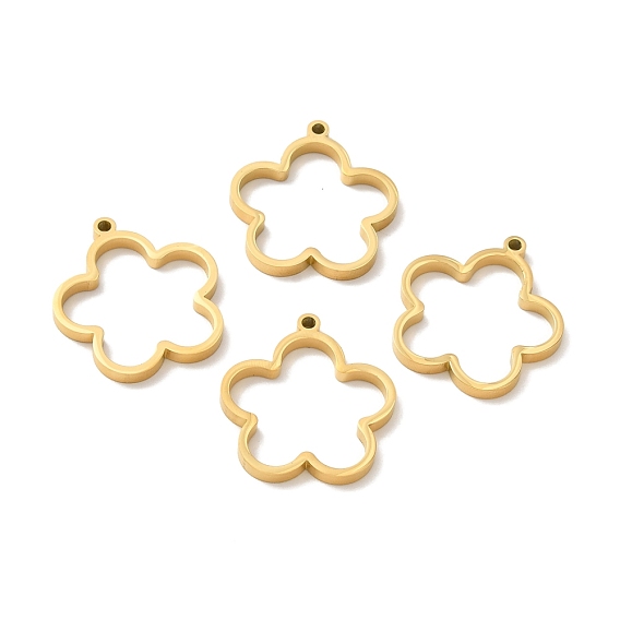 Ion Plating(IP) 304 Stainless Steel Open Back Bezel Pendants, For DIY UV Resin, Epoxy Resin, Pressed Flower Jewelry, Flower