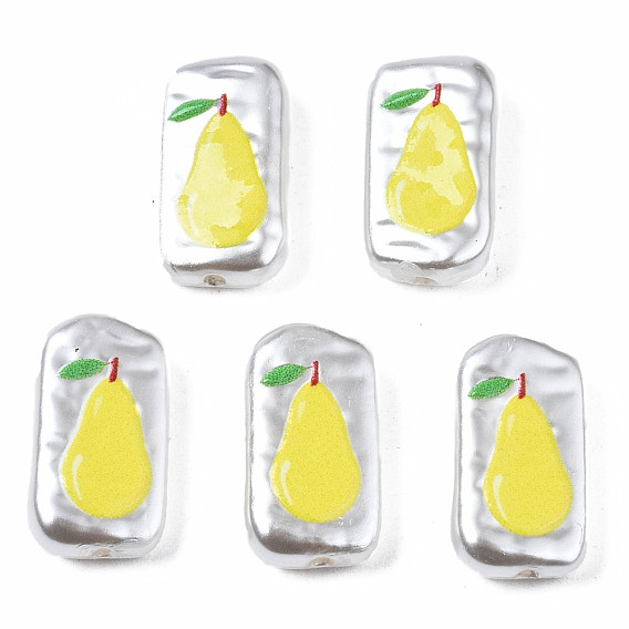3D Printed ABS Plastic Imitation Pearl Beads, Rectangle with Pear