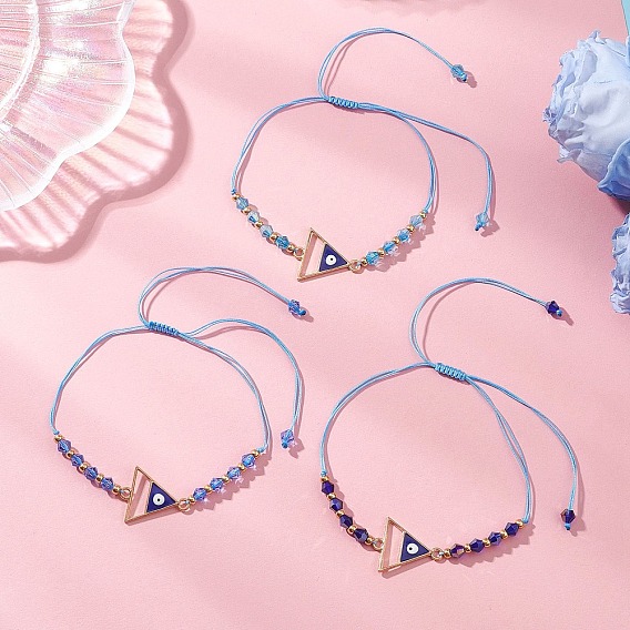 3шт. браслеты из сплава эмалированных звеньев, Браслеты из стеклянных бусин и плетеных стеклянных бусин для женщин, рыба, золотой свет