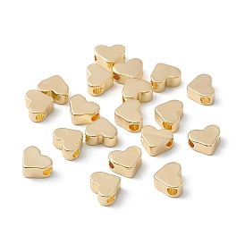 Brass Beads, Long-Lasting Plated, Heart