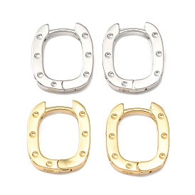 Brass Oval with Polka Dot Hoop Earrings for Woman