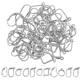 88 шт. 11 стиль 316 фурнитура для сережек из хирургической нержавеющей стали с застежкой-рычагом, с фурнитурой для серег-колец 8шт., с петлями, круглый и цветок и ромб