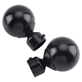 2Pcs Iron Round Curtain Rod Finials, Screws Curtain Rods