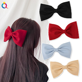 Chic Bow Hair Clip with Faux Cashmere and Duckbill for Women's Hairstyles