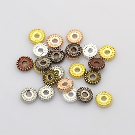 Disc Plating Zinc Alloy Spacer Beads, 7x2mm, Hole: 1.5mm