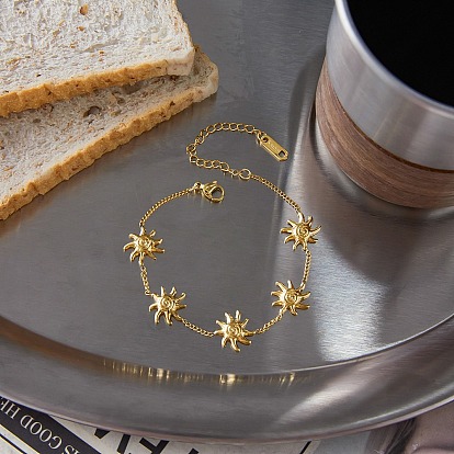 304 браслеты из нержавеющей стали ссылка для женщин, солнце, ионное покрытие (ip), без кадмия, без никеля и без свинца