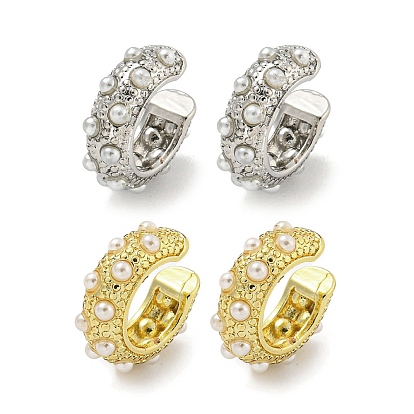 Серьги-каффы из латуни с покрытием стойки для колец, пластиковые серьги с искусственным жемчугом для женщин, без кадмия и без свинца, долговечный