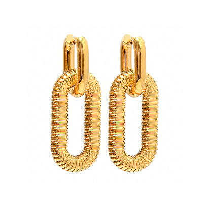 Exaggerated 18K Gold-Plated Stainless Steel Chain Earrings - High Fashion and Trendy Ear Accessories