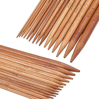 Бамбуковые вязальные иглы, крючки для вязания крючком, иглы с двойными заостренными карбонизированными свитерами, крышки игл