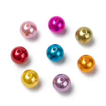 Imitation Pearl Acrylic Beads, Round, 10mm, Hole: 2mm, about 1000pcs/500g