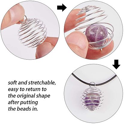 Iron Wire Pendants, Spiral Bead Cage Pendants, Round