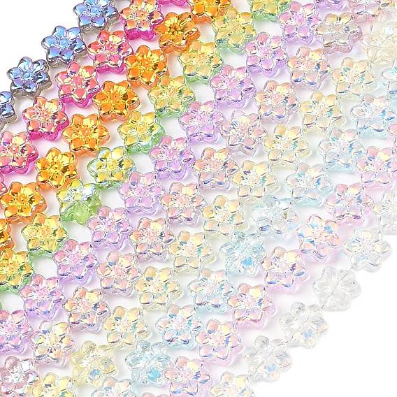 Стеклянные бусины с гальваническим покрытием , цветок, с покрытием AB цвета, с половиным покрытием