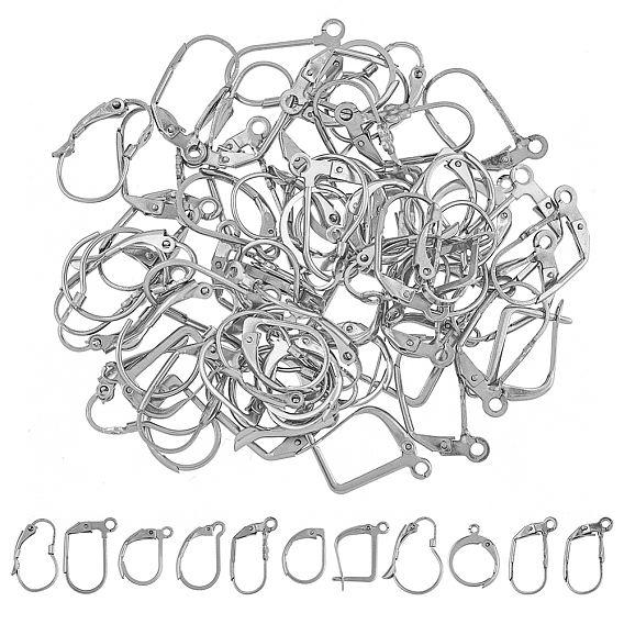 88 шт. 11 стиль 316 фурнитура для сережек из хирургической нержавеющей стали с застежкой-рычагом, с фурнитурой для серег-колец 8шт., с петлями, круглый и цветок и ромб