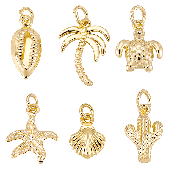 36 шт 6 стили латунные подвески, долговечный, с целью перехода в кольце