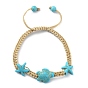 Starfish & Tortoise Synthetic Turquoise Braided Bead Bracelets, Nylon Cords Adjustable Bracelet