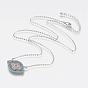 Brass Micro Pave Cubic Zirconia Pendant Necklaces, with Brass Cable Chains, Eye