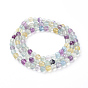 Personalized Dual-use Items,  Three Loops Round Natural Fluorite Beads Stretch Wrap Bracelets or Necklaces, Faceted