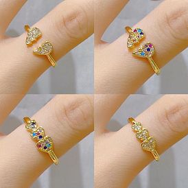 Chic Minimalist Colorful CZ Gold Plated Heart Ring for Women