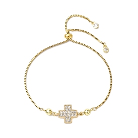 Браслеты-слайдеры с подвеской в форме креста из латуни, прозрачный кубический цирконий