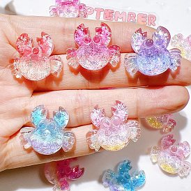 5 шт. Кабошоны из смолы, с блеском порошок, краб