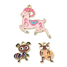 Alloy Enamel Pendants, Other Animal Charms, Golden