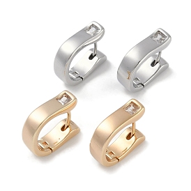 Латунные серьги-кольца из прозрачного кубического циркония