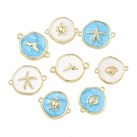 Подвески-коннекторы из латуни с эмалью в морском стиле, без свинца и без кадмия, долговечный, стойки покрытие, реальный 18 k позолоченный