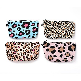 Polyester Tarp Zip Cosmetic Pouches, Rectangle Leopard Print Pattern