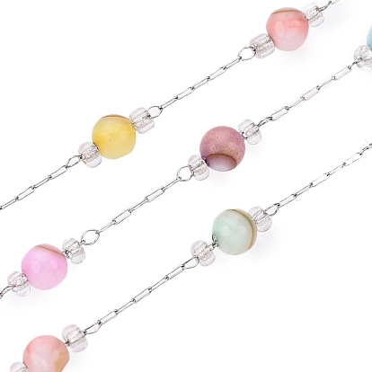 Цепочки из ракушек ручной работы, для ожерелья браслеты решений, с 304 цепями из нержавеющей стали, пайки, с катушкой