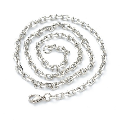 304 Stainless Steel Cable Chain Necklaces, with Lobster Claw Clasps, Faceted