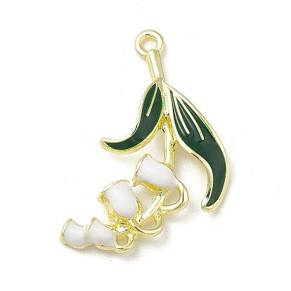 Rack Plating Alloy Enamel Chandelier Component Links, Lily of the Valley