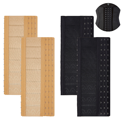 4шт 2 цвета полиэстер женский 3 ряды x 15 крючки длинный корсет бюстгальтер удлинитель, для бюстье, с кольцами и крючками из нержавеющей стали