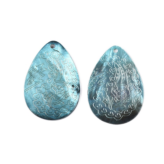 Большие подвески-ракушки из натуральной черной губной помады, резные подвески в виде слезинок