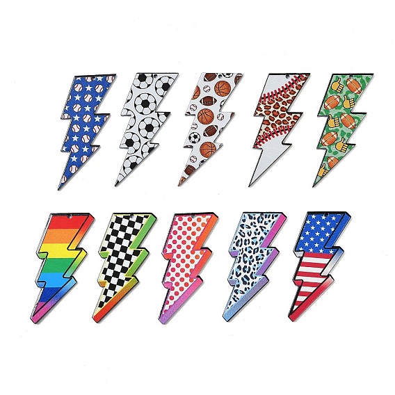 Подвески из непрозрачного акрила с двусторонней печатью, удар молнии